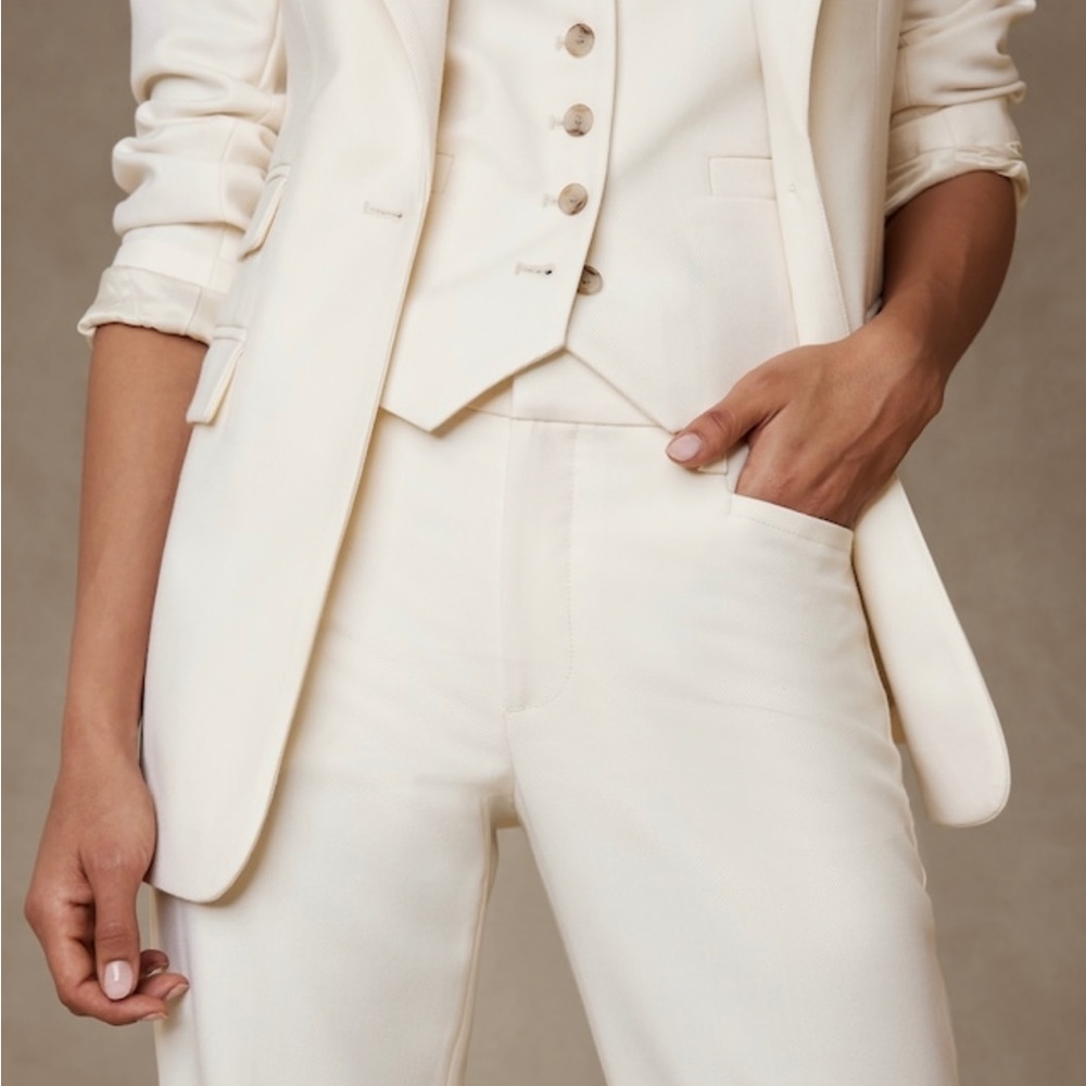NWT! Banana Republic Transition Cream Lido Straight Italian Wool Pant - 14 LONG🩷 - Picture 4 of 8